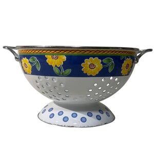 Vintage Villeroy & Boch Twist Clea Colander Floral Blue Yellow 90s Kitchen Y2K